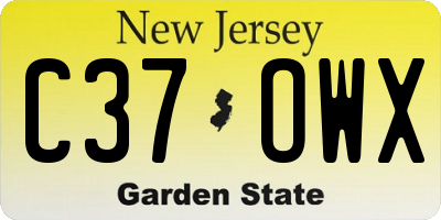 NJ license plate C37OWX
