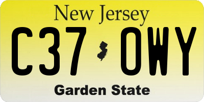NJ license plate C37OWY