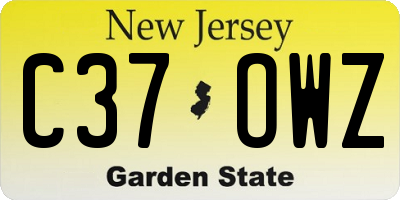 NJ license plate C37OWZ
