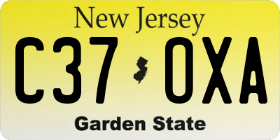 NJ license plate C37OXA