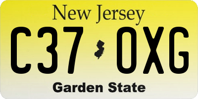 NJ license plate C37OXG