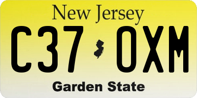 NJ license plate C37OXM