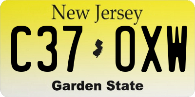 NJ license plate C37OXW