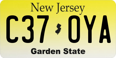 NJ license plate C37OYA