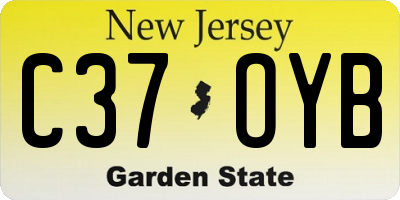 NJ license plate C37OYB