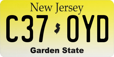 NJ license plate C37OYD