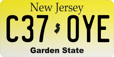 NJ license plate C37OYE