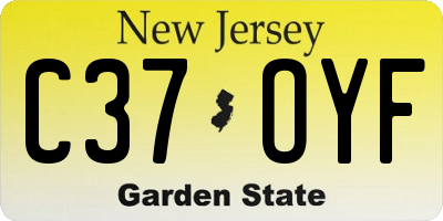 NJ license plate C37OYF