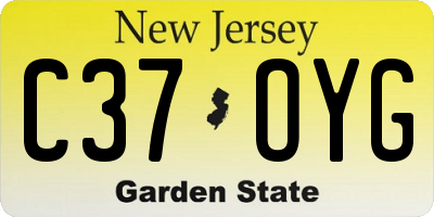NJ license plate C37OYG