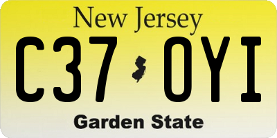 NJ license plate C37OYI