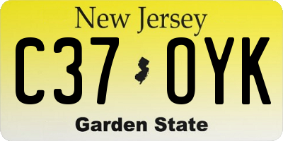 NJ license plate C37OYK