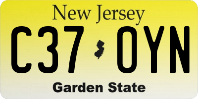 NJ license plate C37OYN