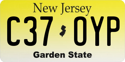 NJ license plate C37OYP