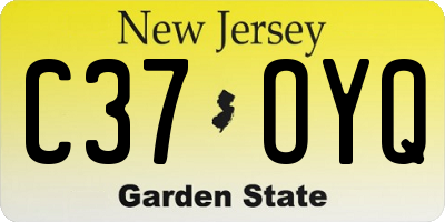NJ license plate C37OYQ