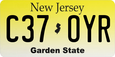 NJ license plate C37OYR