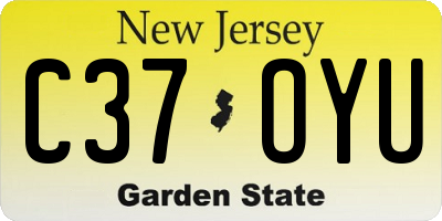 NJ license plate C37OYU