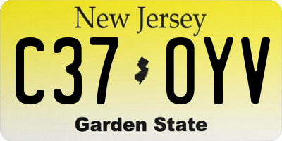 NJ license plate C37OYV