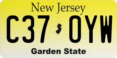 NJ license plate C37OYW