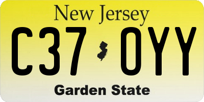 NJ license plate C37OYY