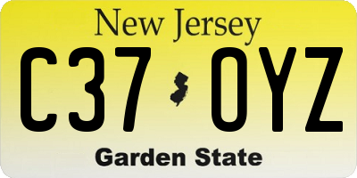 NJ license plate C37OYZ