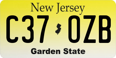 NJ license plate C37OZB