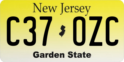 NJ license plate C37OZC