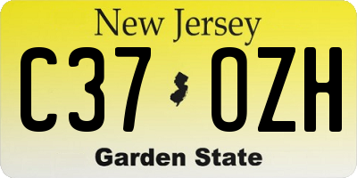 NJ license plate C37OZH