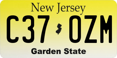 NJ license plate C37OZM