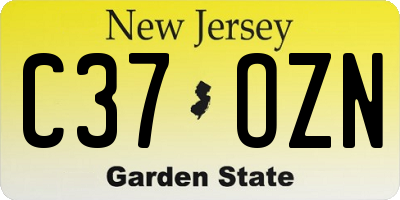 NJ license plate C37OZN