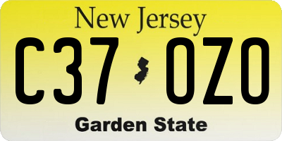 NJ license plate C37OZO