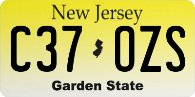 NJ license plate C37OZS