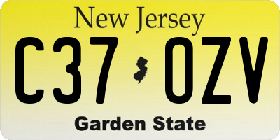 NJ license plate C37OZV