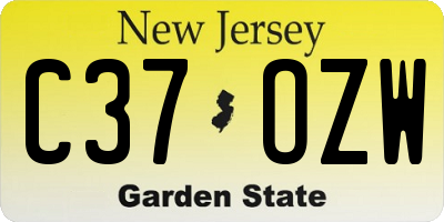 NJ license plate C37OZW