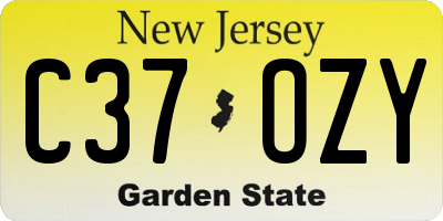 NJ license plate C37OZY