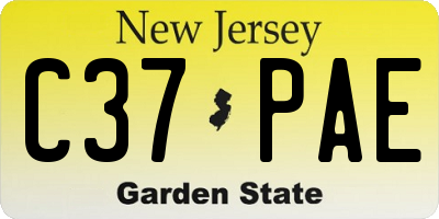 NJ license plate C37PAE