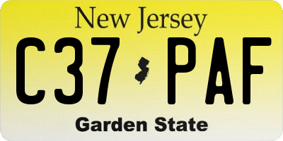 NJ license plate C37PAF