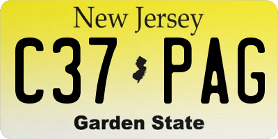 NJ license plate C37PAG