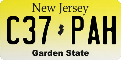 NJ license plate C37PAH