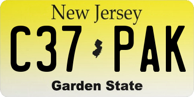 NJ license plate C37PAK