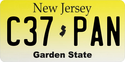 NJ license plate C37PAN