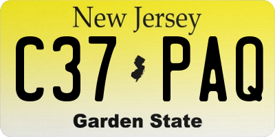 NJ license plate C37PAQ
