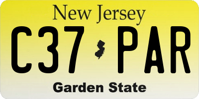 NJ license plate C37PAR