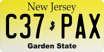 NJ license plate C37PAX