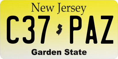 NJ license plate C37PAZ