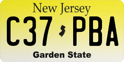 NJ license plate C37PBA