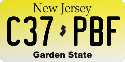 NJ license plate C37PBF
