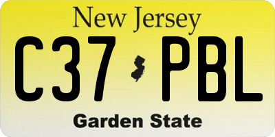 NJ license plate C37PBL