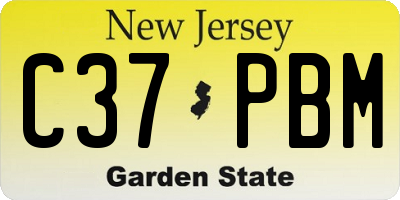 NJ license plate C37PBM