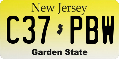 NJ license plate C37PBW