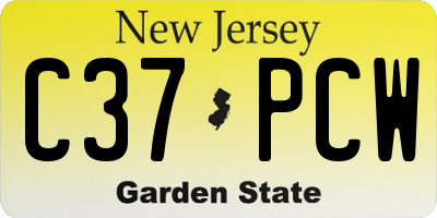 NJ license plate C37PCW